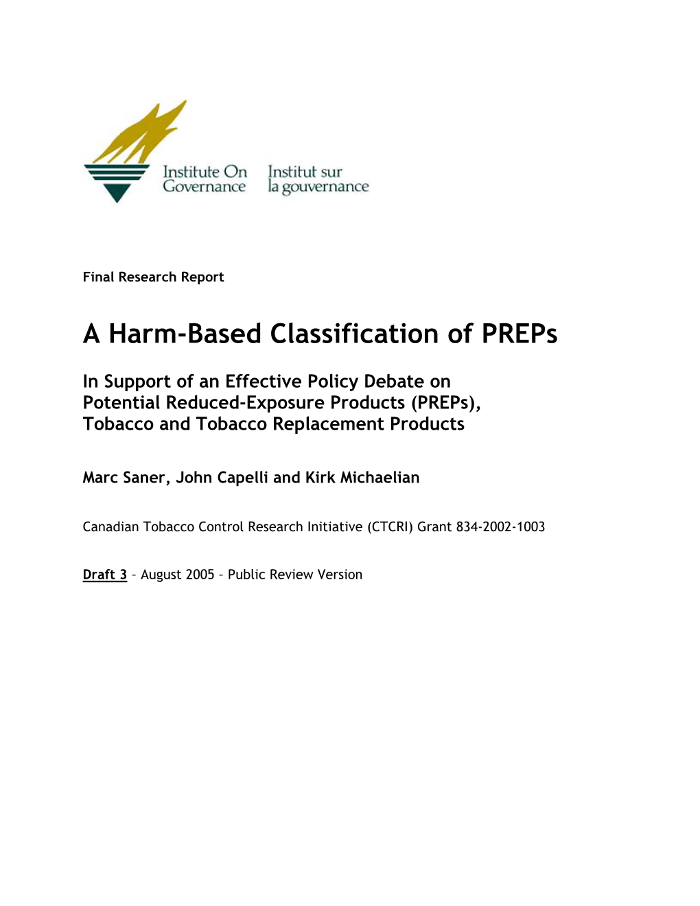 A Harm-Based Classification of Preps
