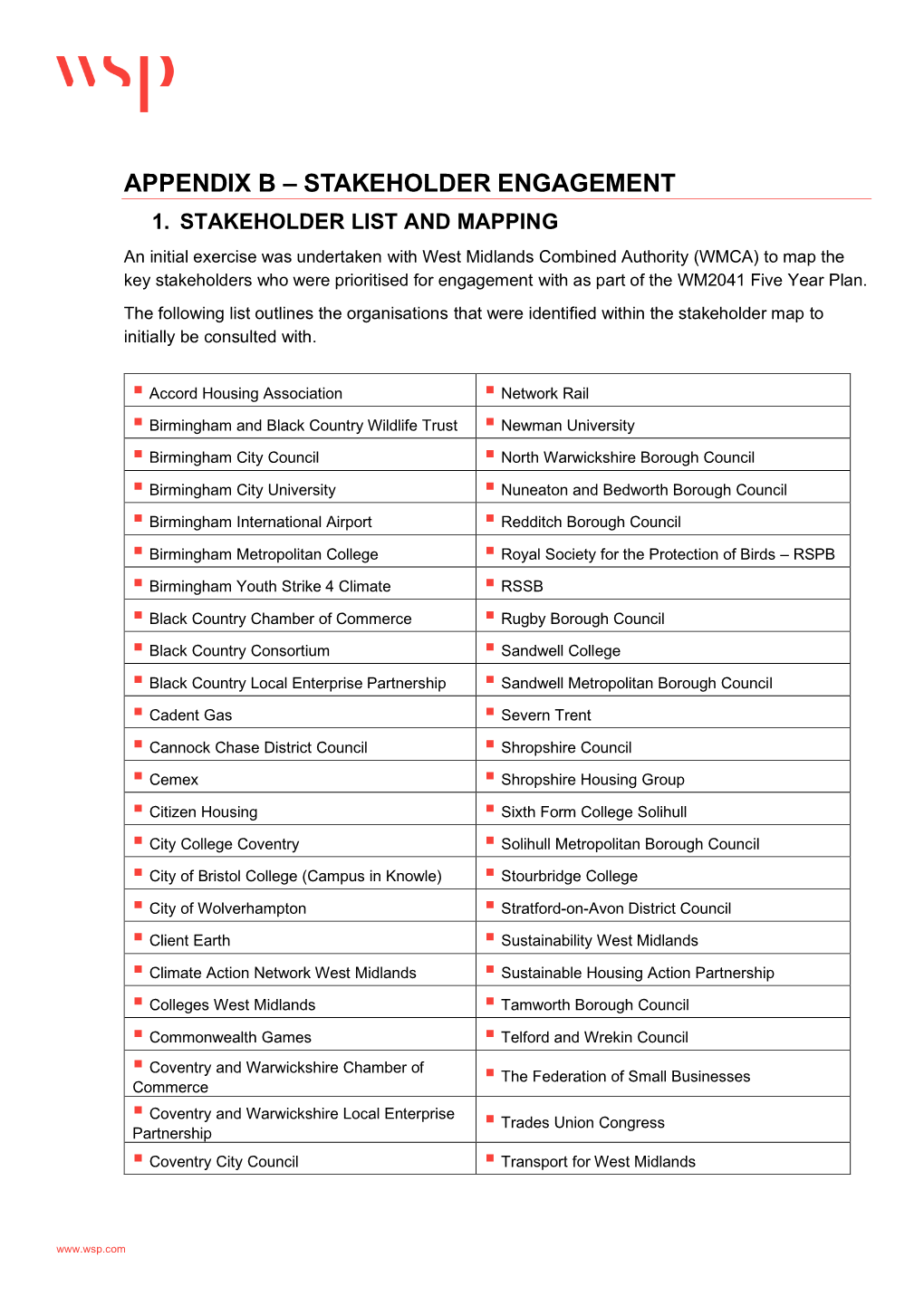 Appendix B – Stakeholder Engagement Rssb