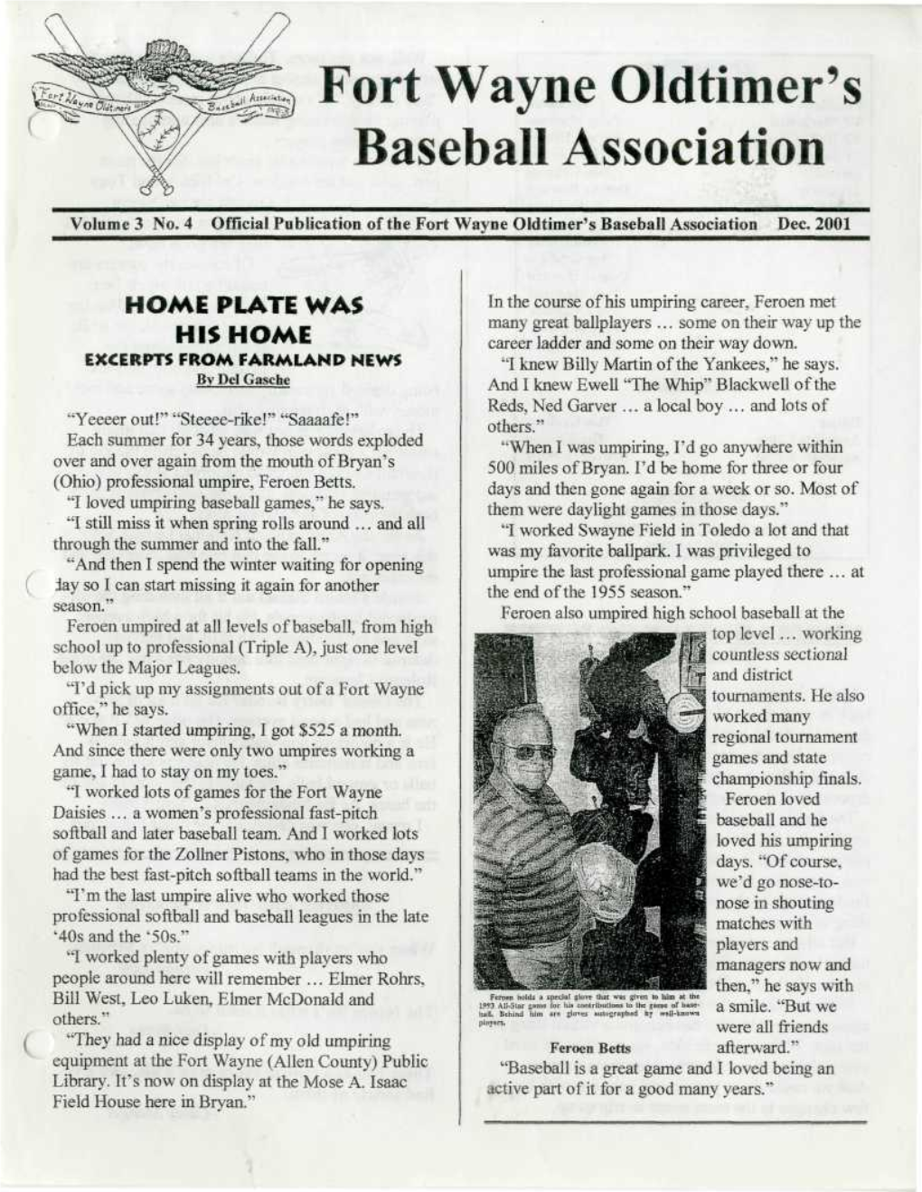 Fort Wayne Oldtimer's Baseball Association