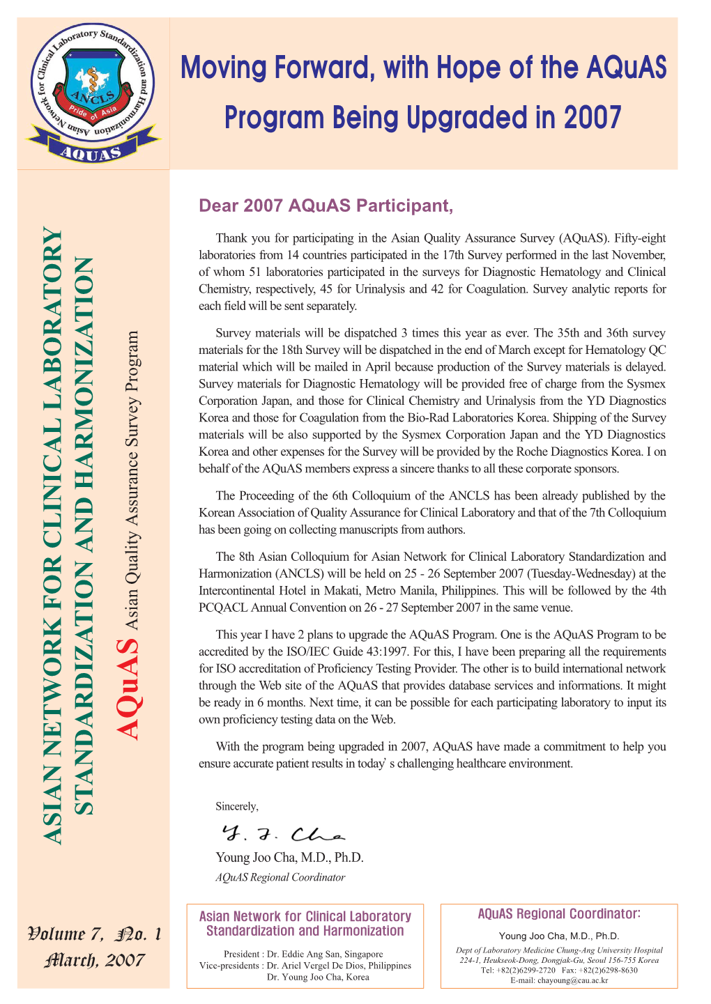 Moving Forward, with Hope of the Aquas Program Being Upgraded in 2007 Aquas