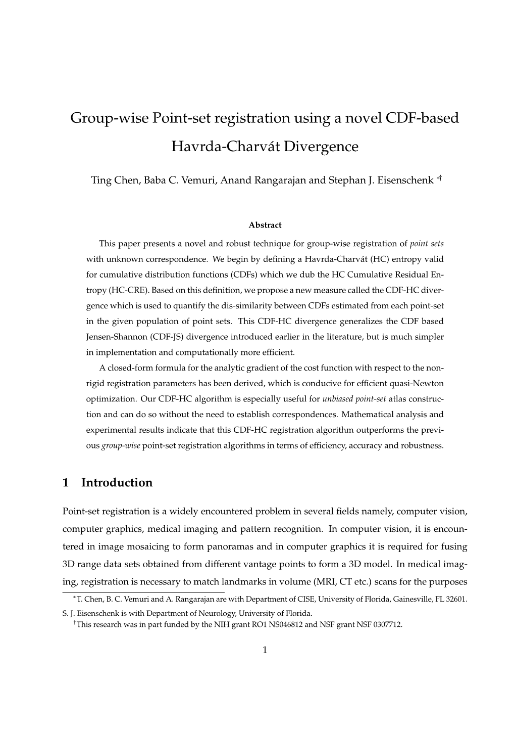 Group-Wise Point-Set Registration Using a Novel CDF-Based Havrda-Charvát Divergence