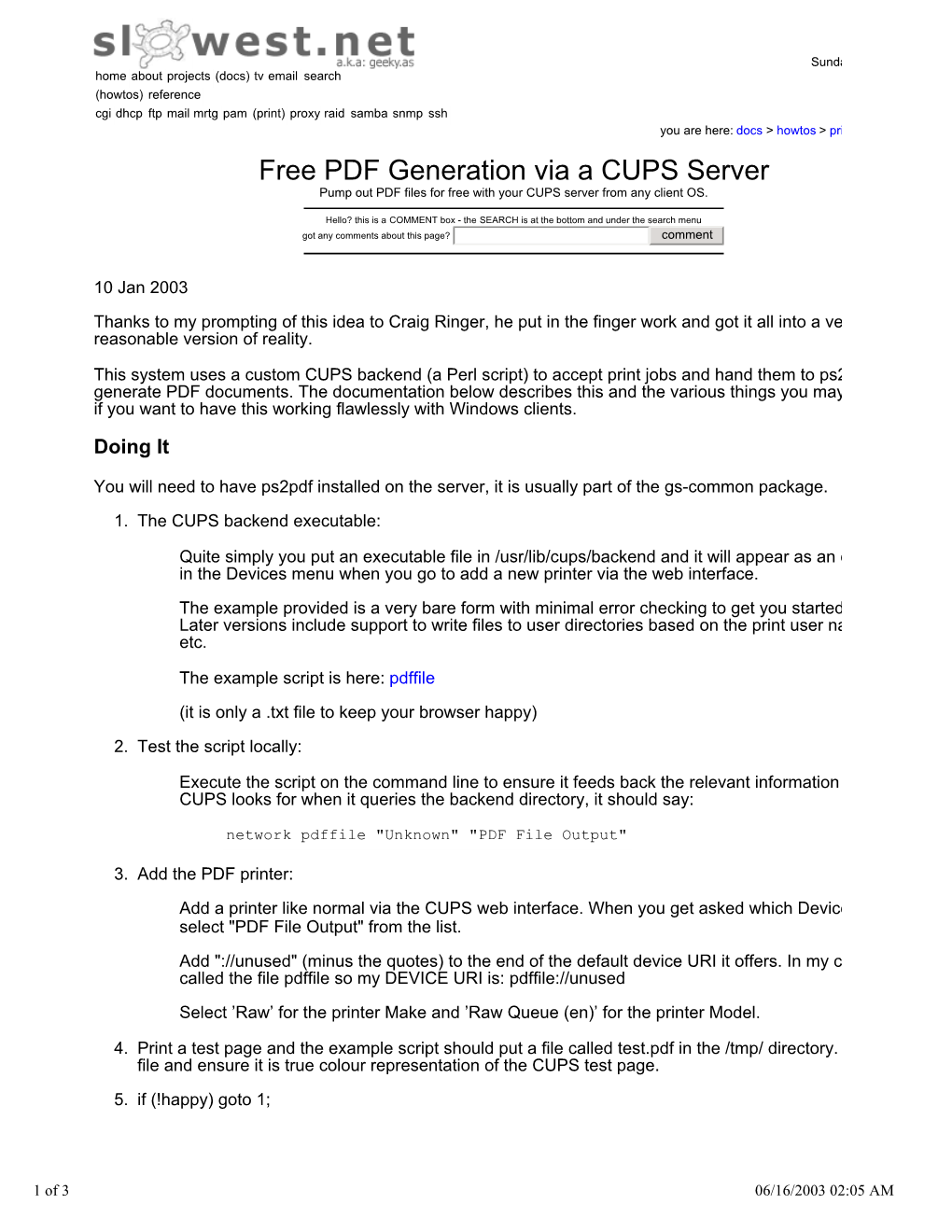 Free PDF Generation Via a CUPS Server - Slowest.Net/Docs/Howt