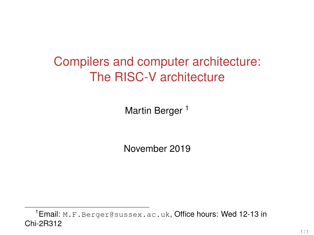 Compilers and Computer Architecture: the RISC-V Architecture