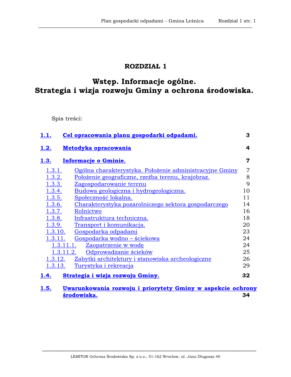 Wstęp. Informacje Ogólne. Strategia I Wizja Rozwoju Gminy a Ochrona Środowiska