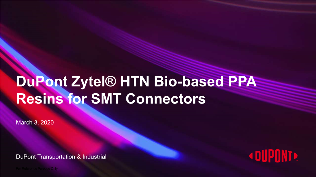 Dupont Zytel® HTN Bio-Based PPA Resins for SMT Connectors