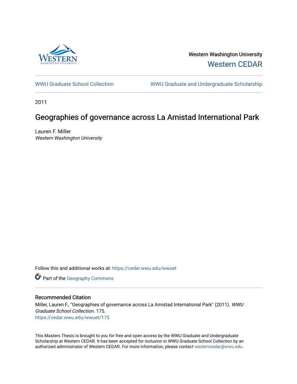 Geographies of Governance Across La Amistad International Park