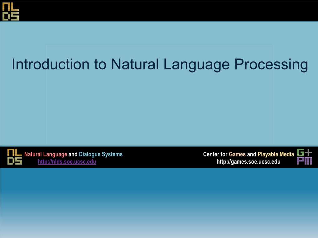 Introduction to Natural Language Processing