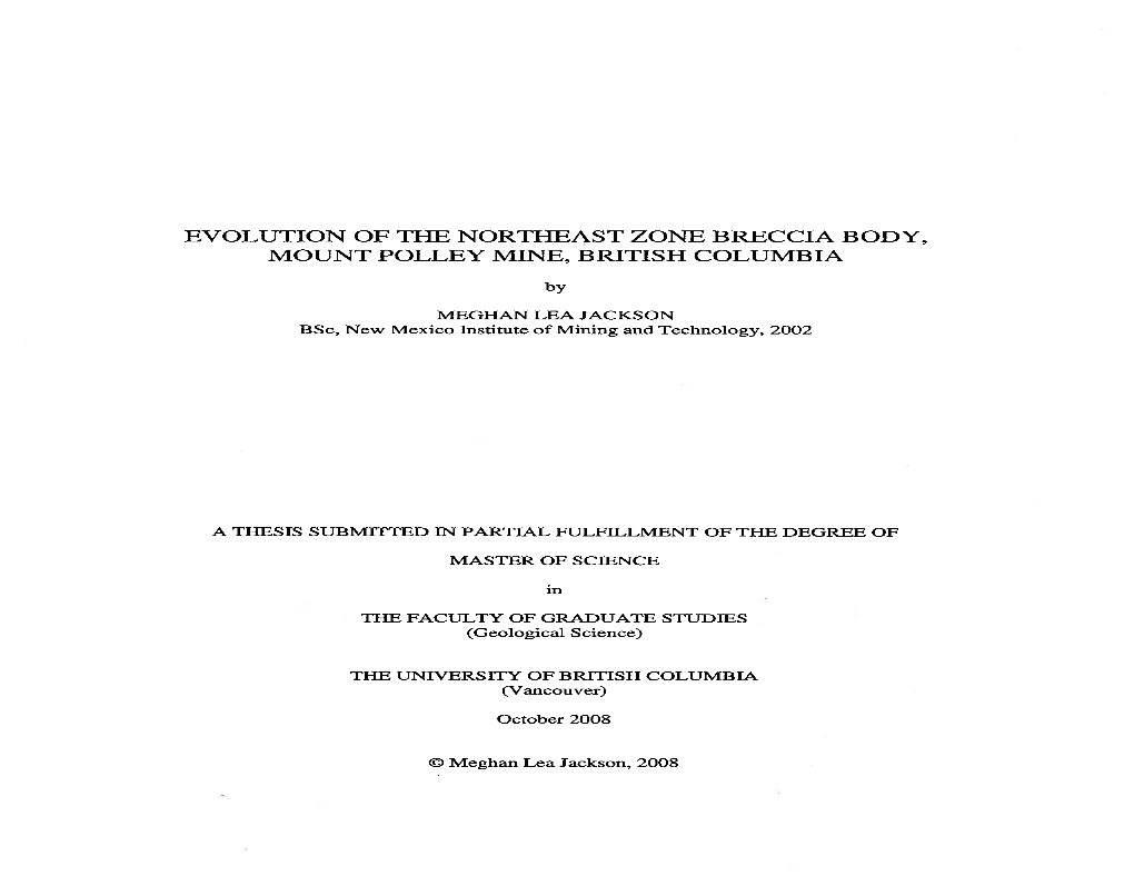 Evolution of the Northeast Zone Breccia Body, Mount Polley Mine, British Columbia