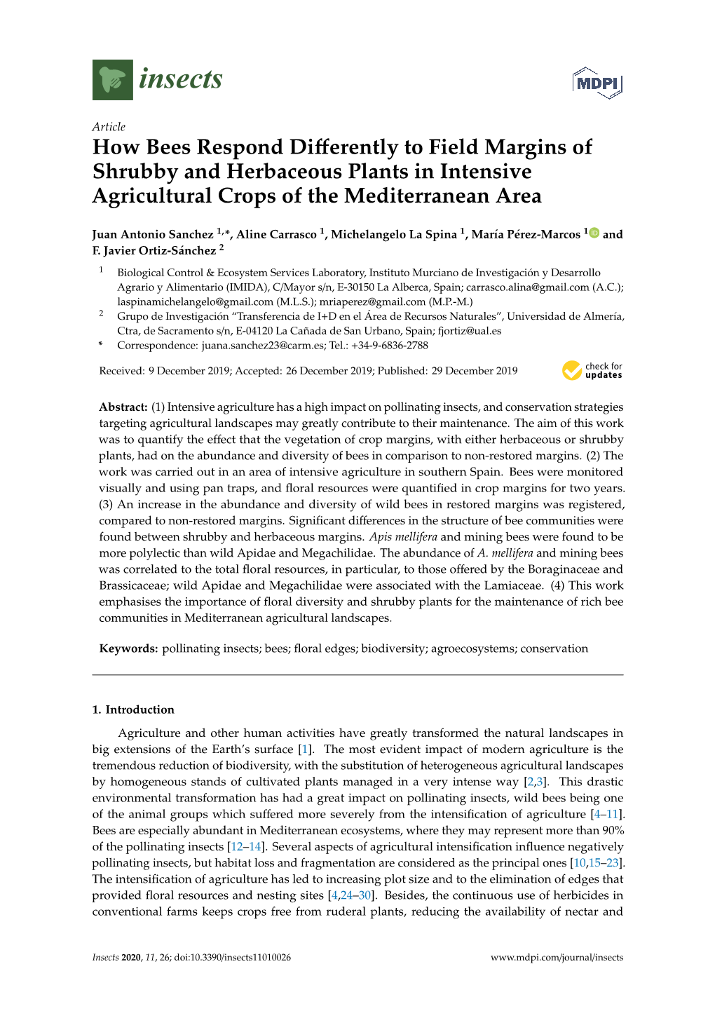 How Bees Respond Differently to Field Margins of Shrubby And