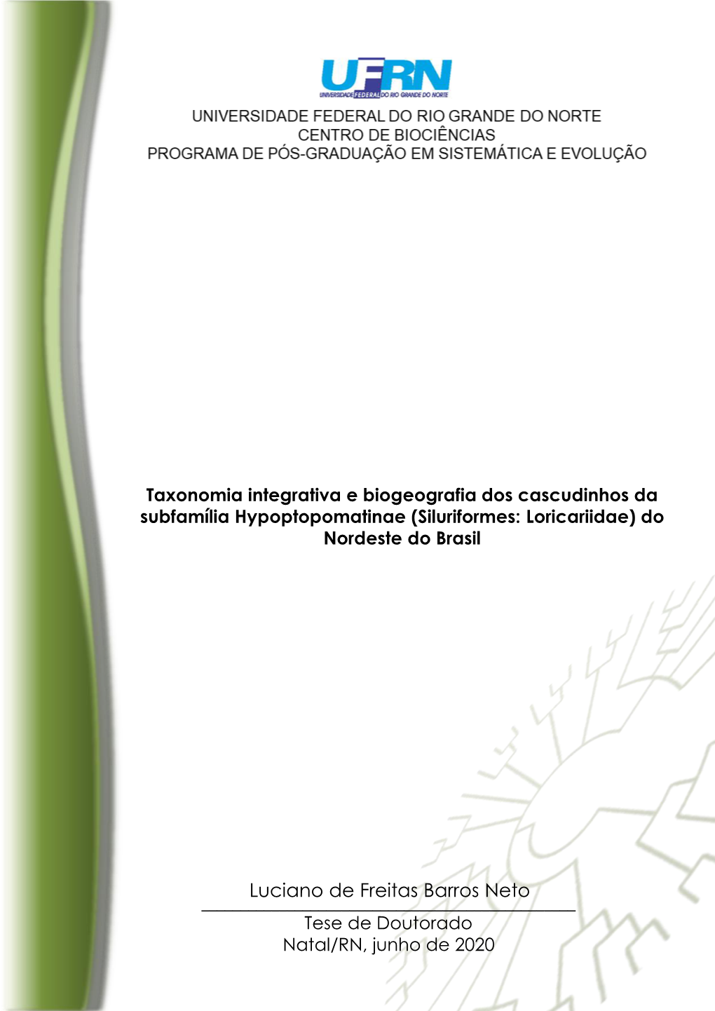 Luciano De Freitas Barros Neto ______Tese De Doutorado Natal/RN, Junho De 2020 Luciano De Freitas Barros Neto