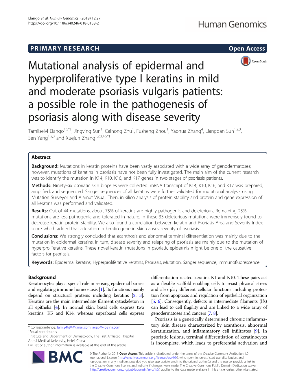 Mutational Analysis of Epidermal and Hyperproliferative Type I Keratins In