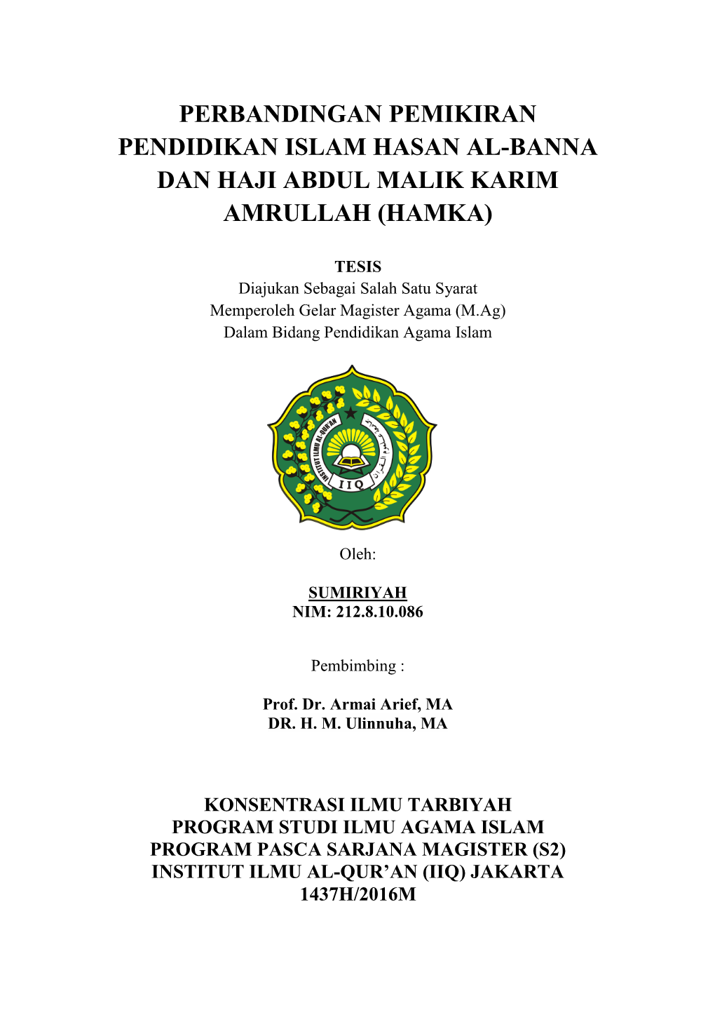 Perbandingan Pemikiran Pendidikan Islam Hasan Al-Banna Dan Haji Abdul Malik Karim Amrullah (Hamka)