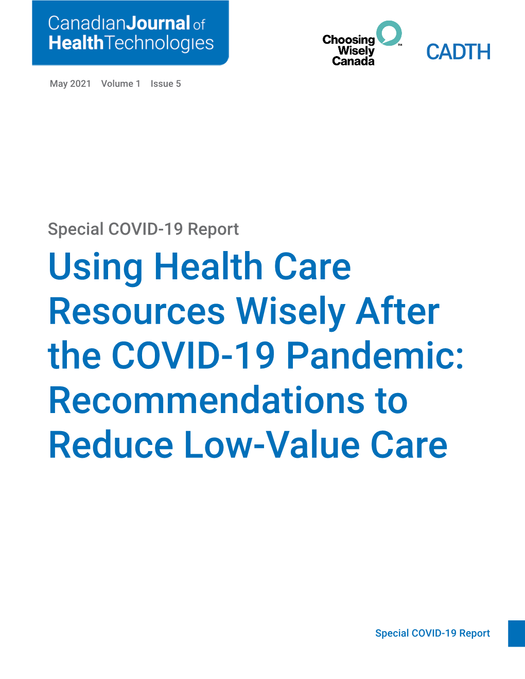 Recommendations to Reduce Low-Value Care