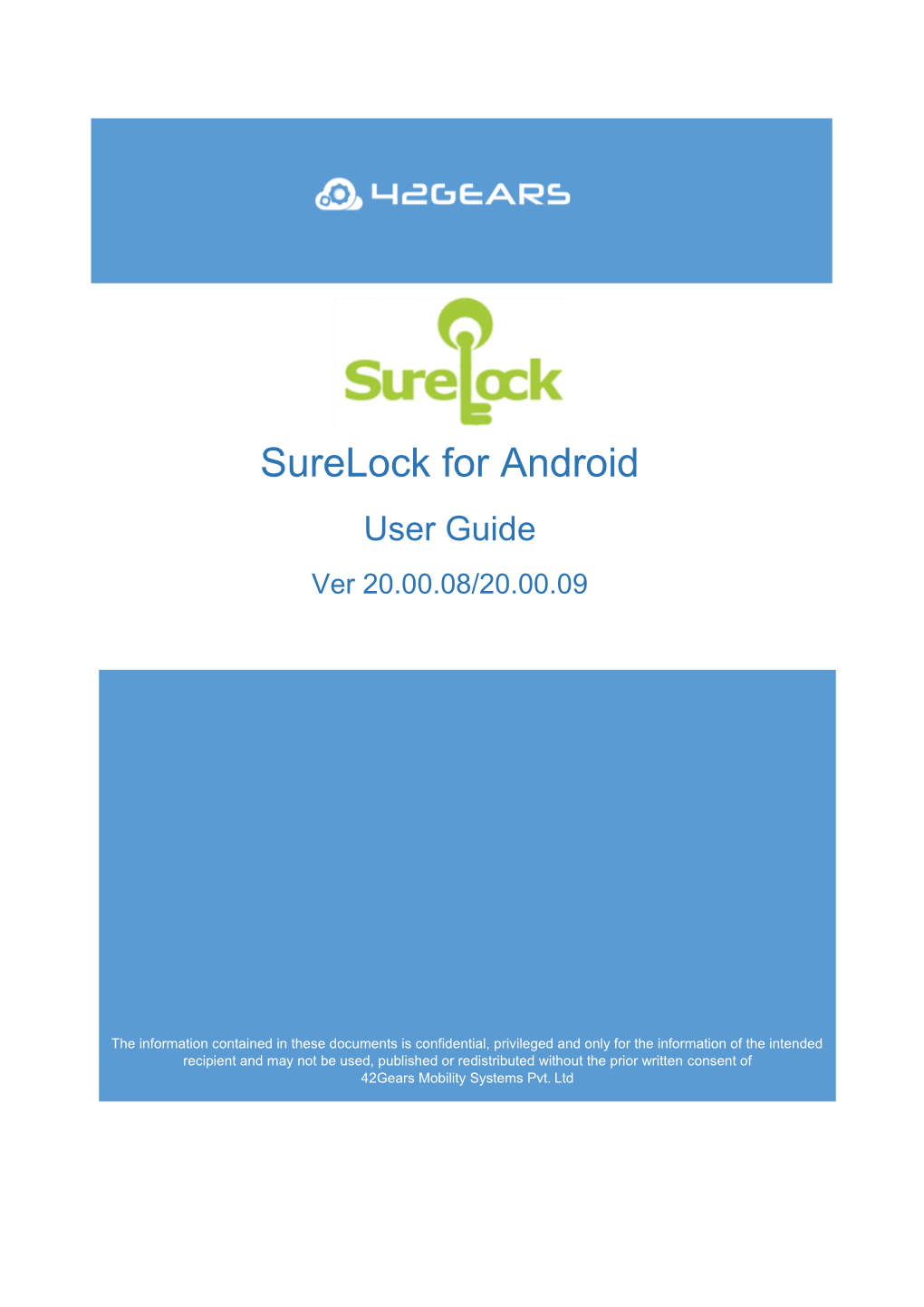 Surelock for Android User Guide Ver 20.00.08/20.00.09