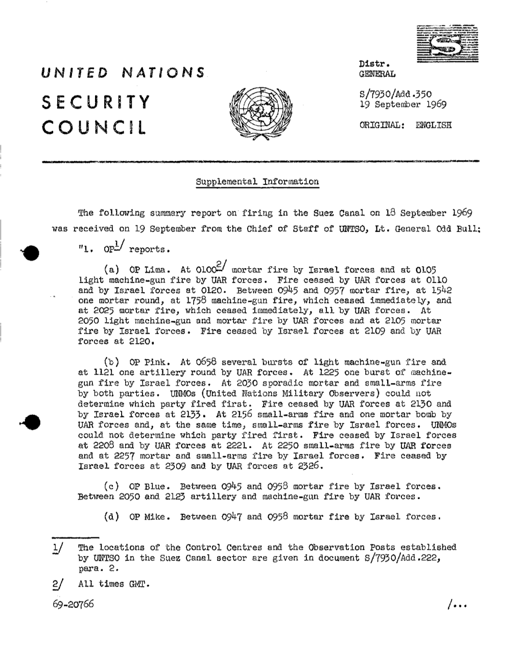 SECURITY COUNCIL 12 September 1969 ORIGINAL: ENGLISH