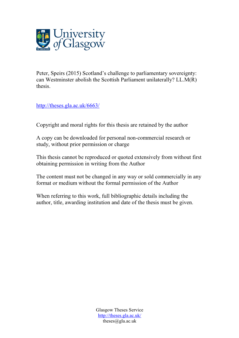 (2015) Scotland's Challenge to Parliamentary Sovereignty