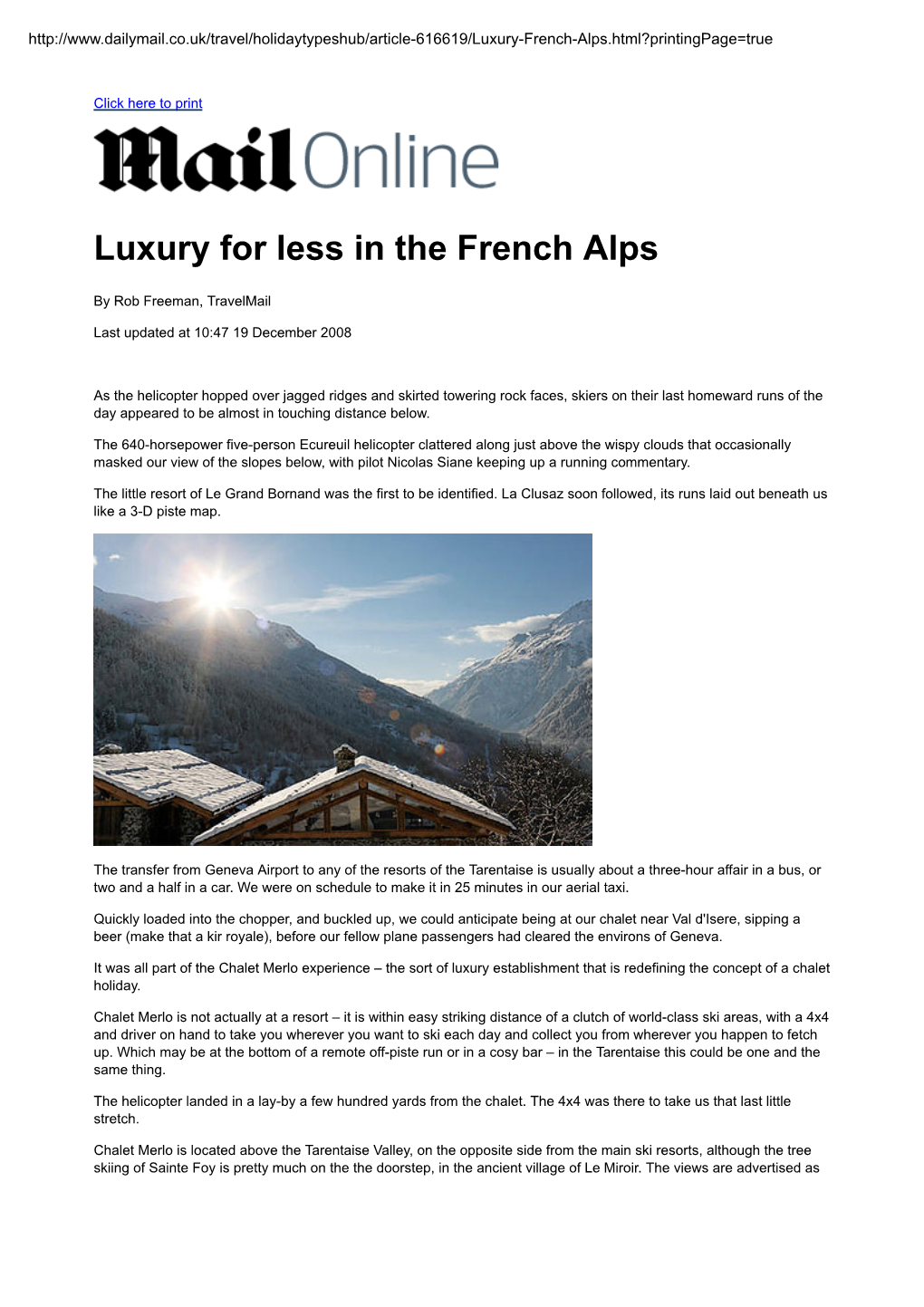Luxury for Less in the French Alps | Mail Online