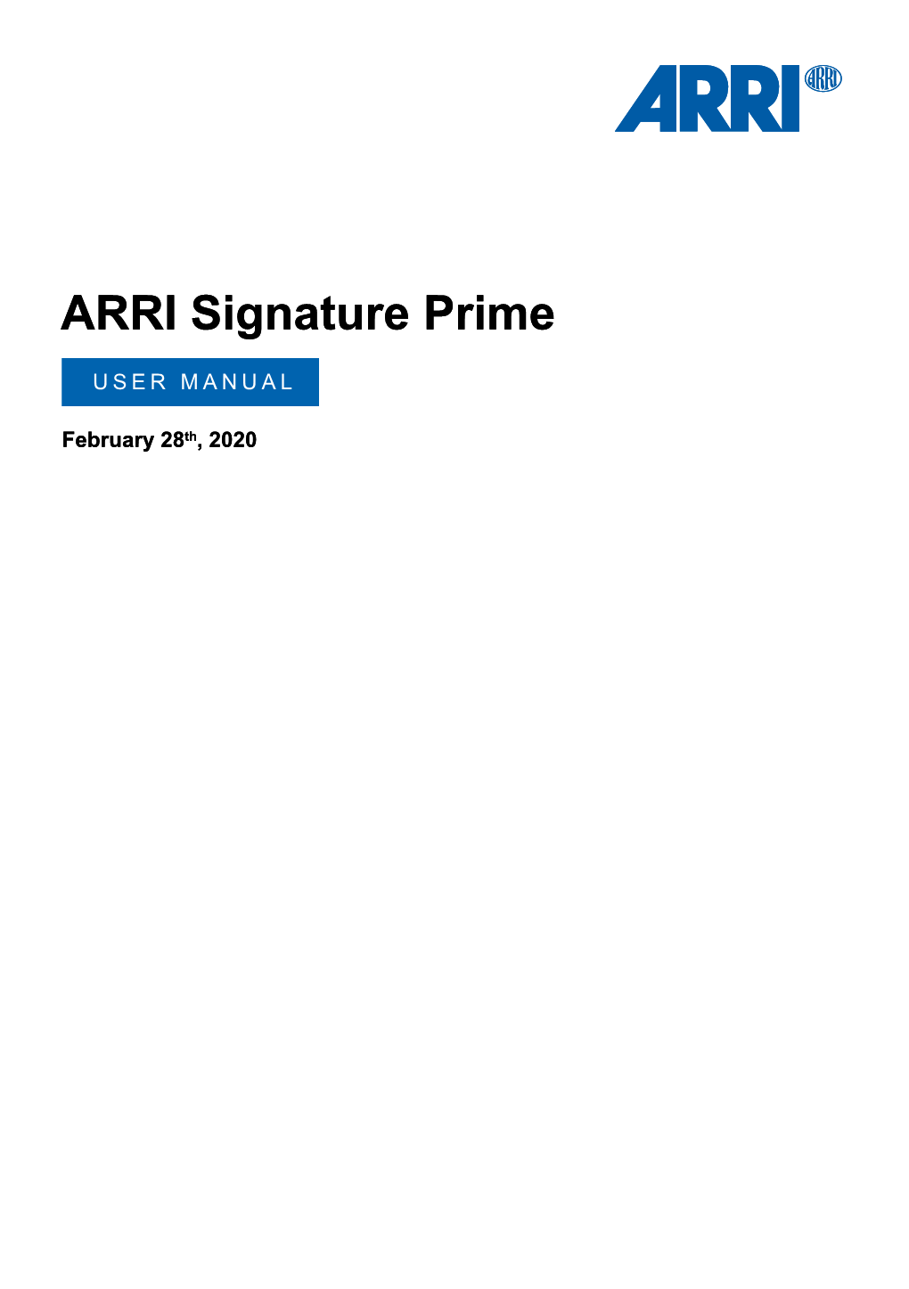 ARRI Signature Prime User Manual