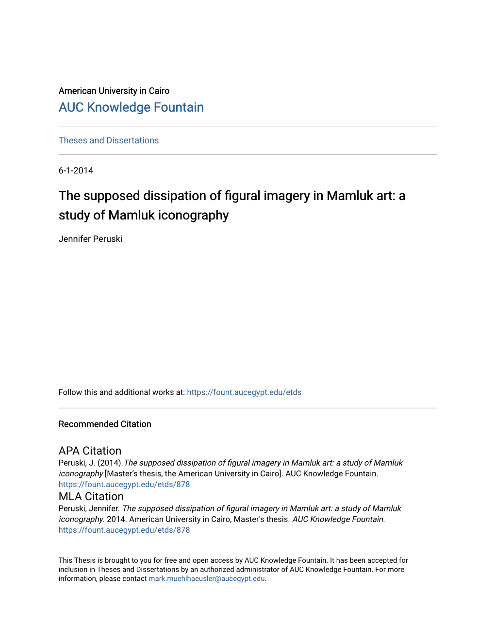 The Supposed Dissipation of Figural Imagery in Mamluk Art: a Study of Mamluk Iconography