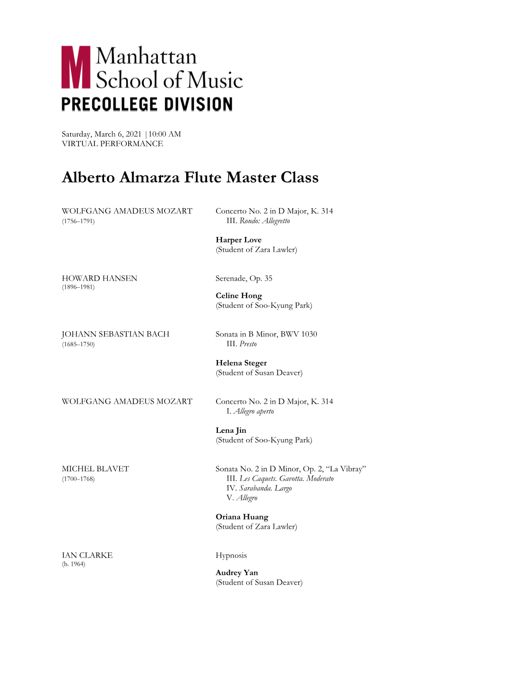 Alberto Almarza Flute Master Class