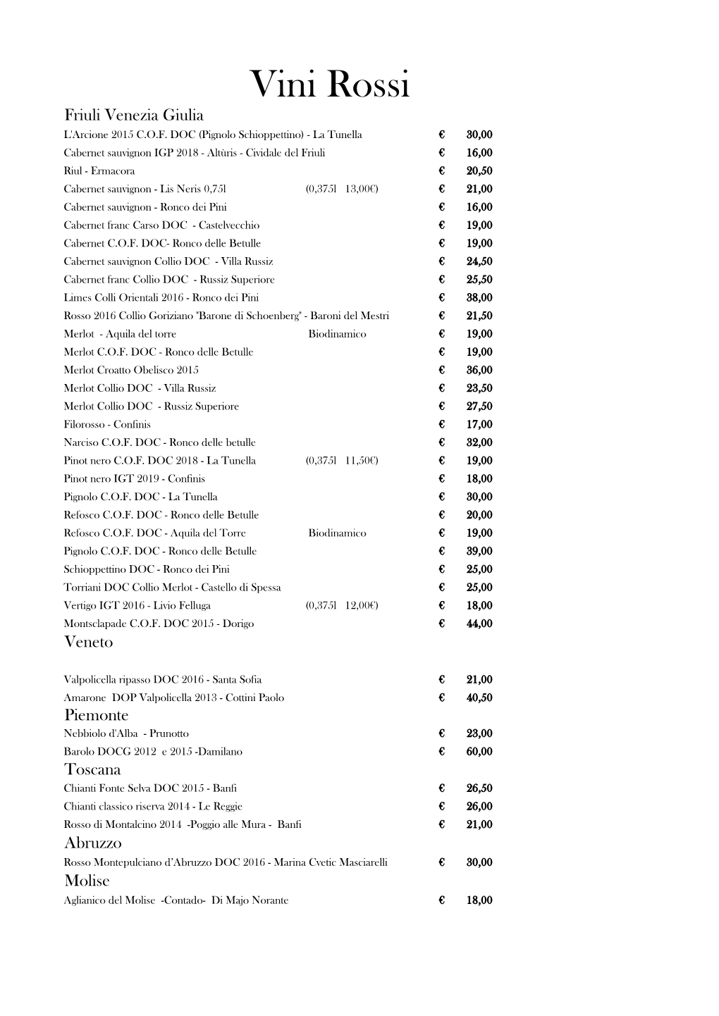 Vini Rossi Friuli Venezia Giulia L'arcione 2015 C.O.F