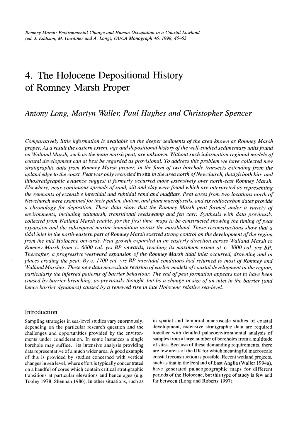 4. the Holocene Depositional History of Romney Marsh Proper