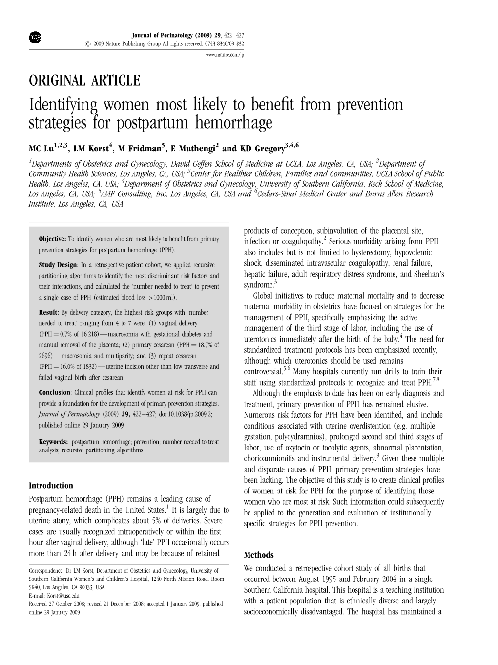 Identifying Women Most Likely to Benefit from Prevention Strategies