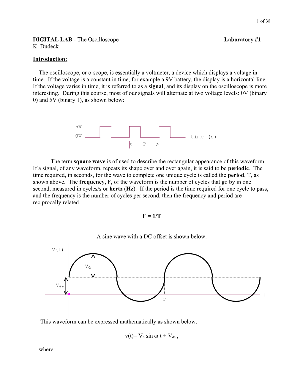 EET 120 - the Oscilloscope Laboratory #1