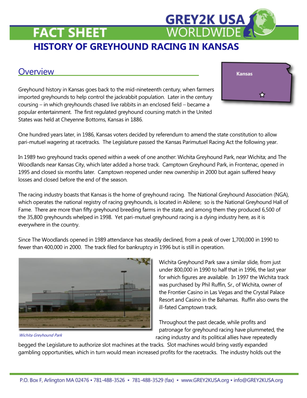 History of Greyhound Racing in Kansas