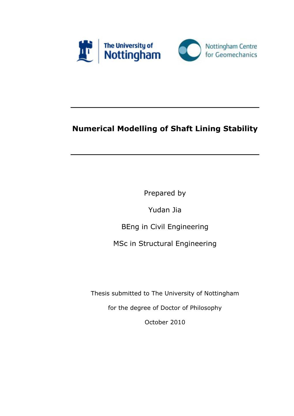Numerical Modelling of Shaft Lining Stability