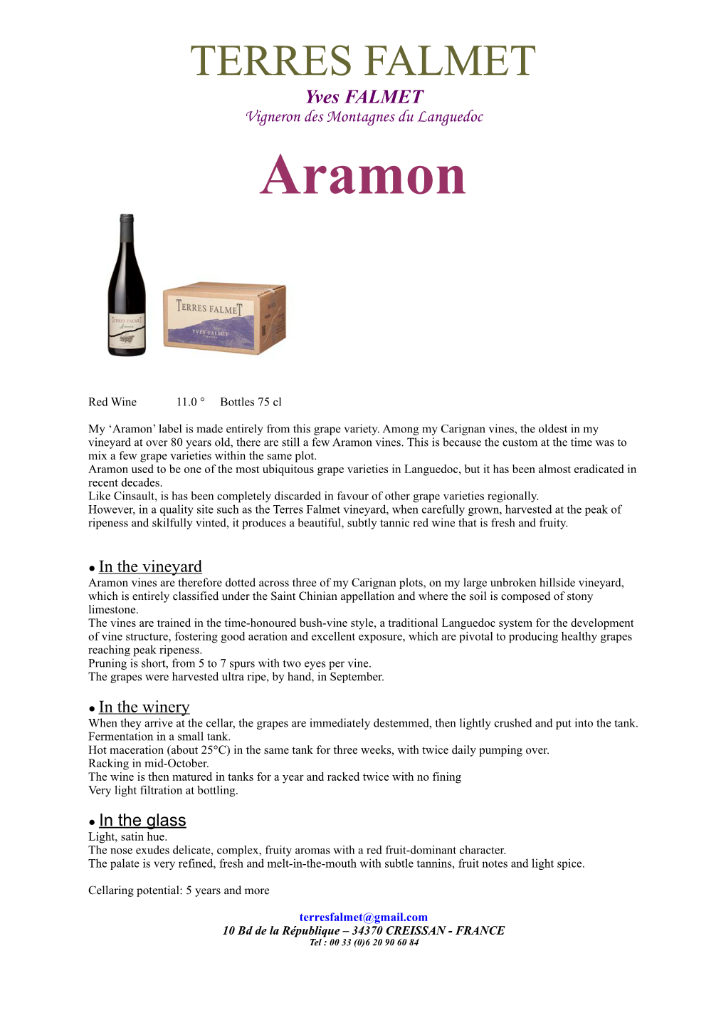 Technical Sheet Aramon