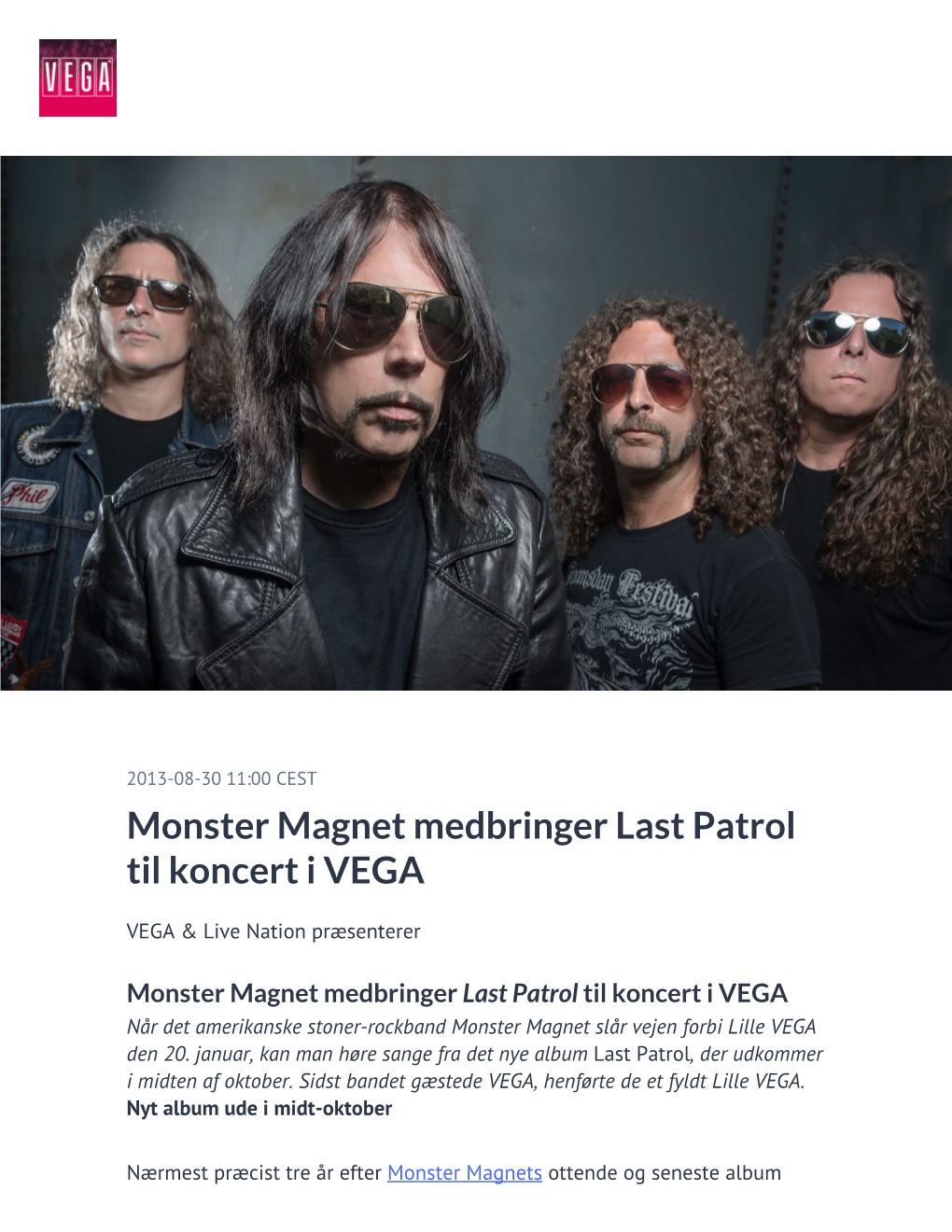 Monster Magnet Medbringer Last Patrol Til Koncert I VEGA