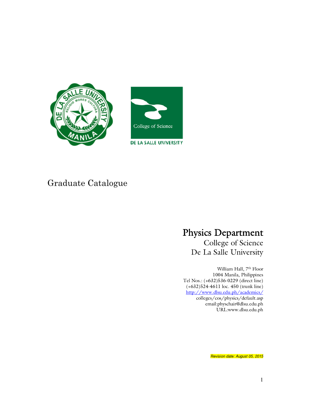 Graduate Catalogue