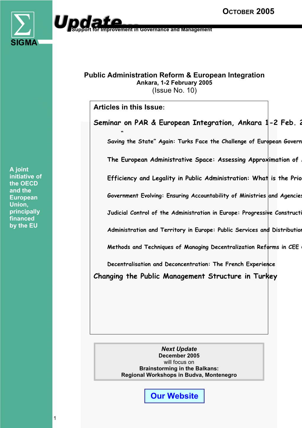 Seminar on Public Administration Reform and European Integration, Ankara, 1-2 February 2005