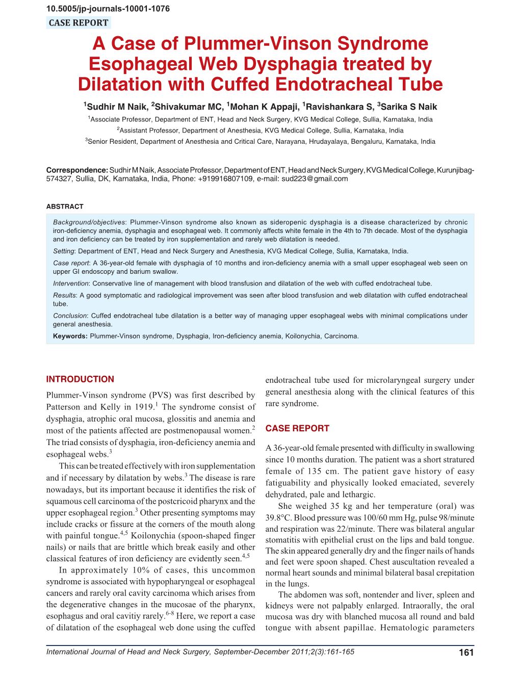 A Case of Plummer-Vinson Syndrome Esophageal Web Dysphagia