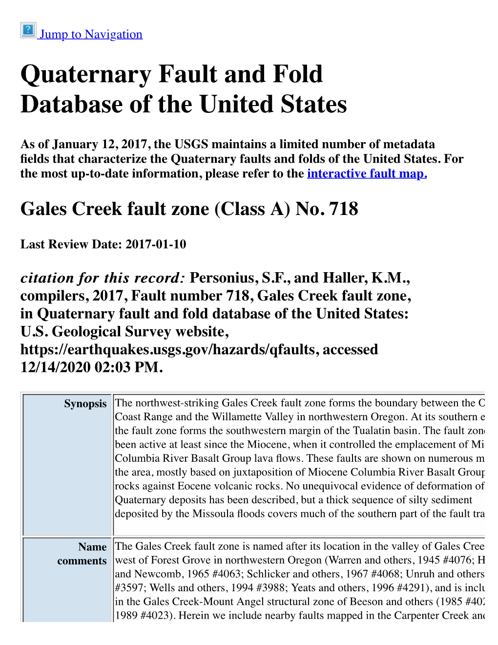 Quaternary Fault and Fold Database of the United States