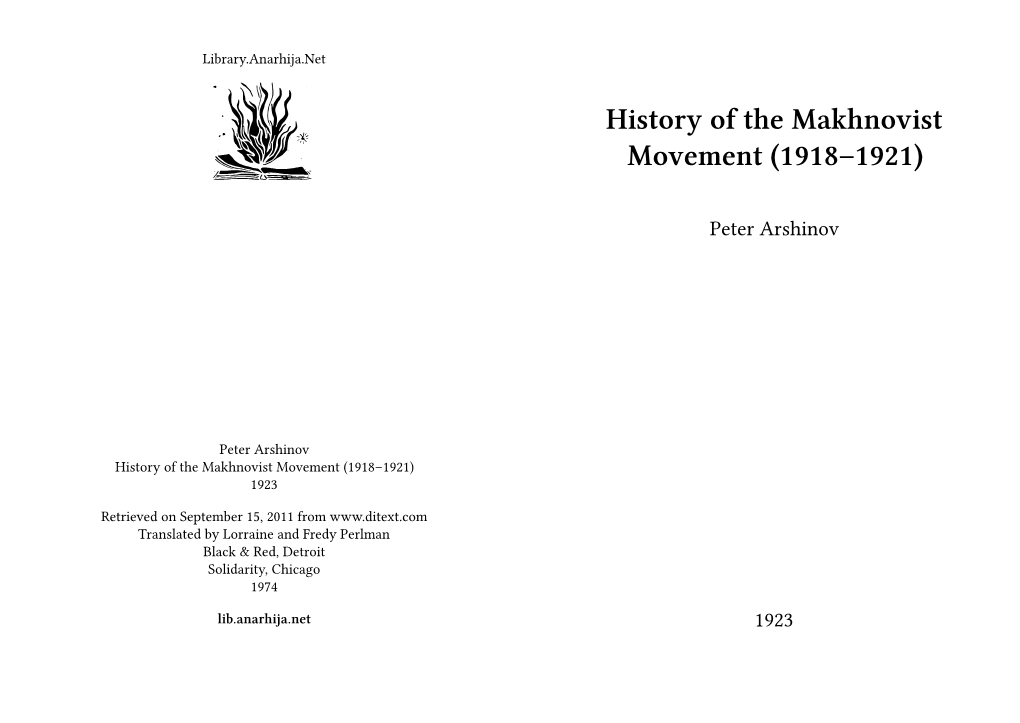 History of the Makhnovist Movement (1918–1921)