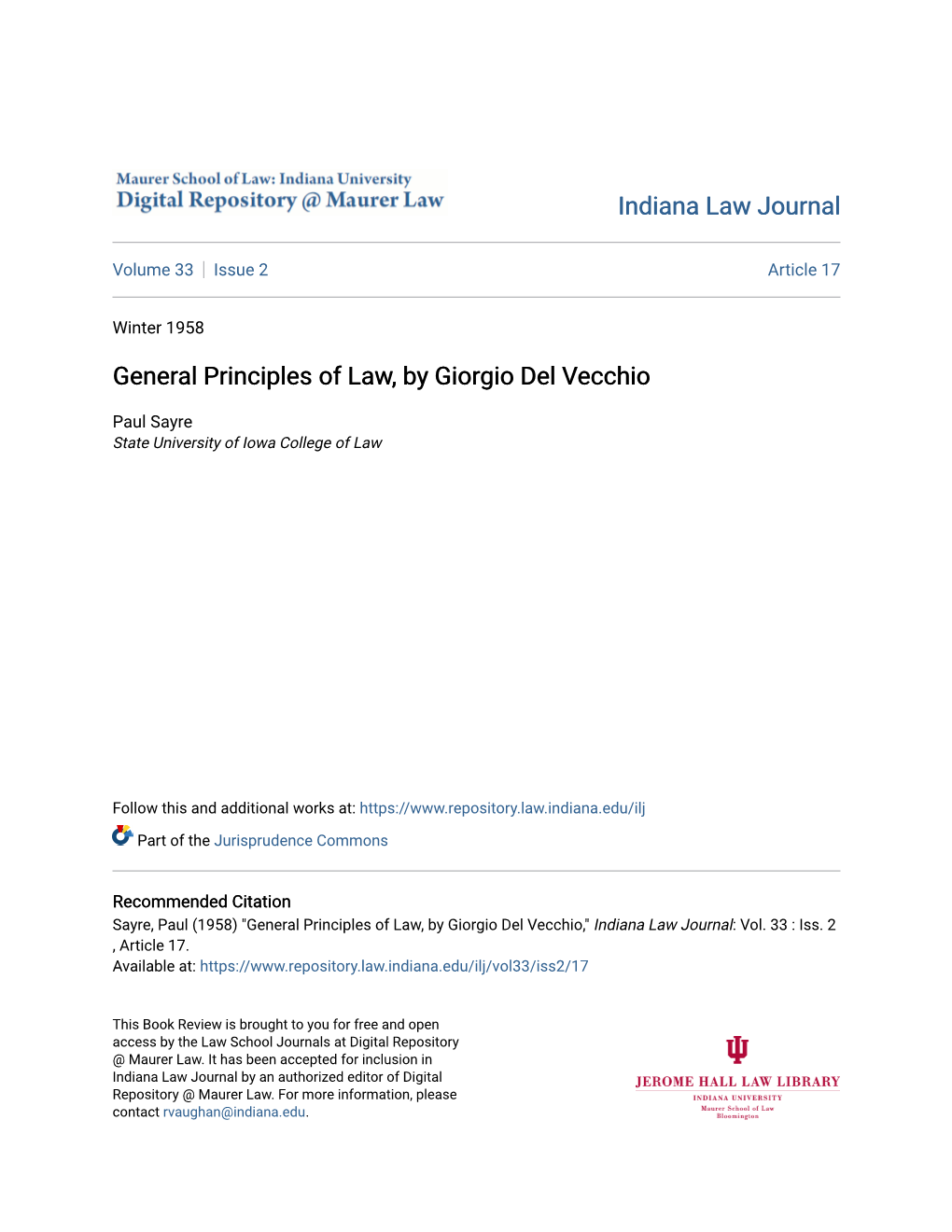 General Principles of Law, by Giorgio Del Vecchio