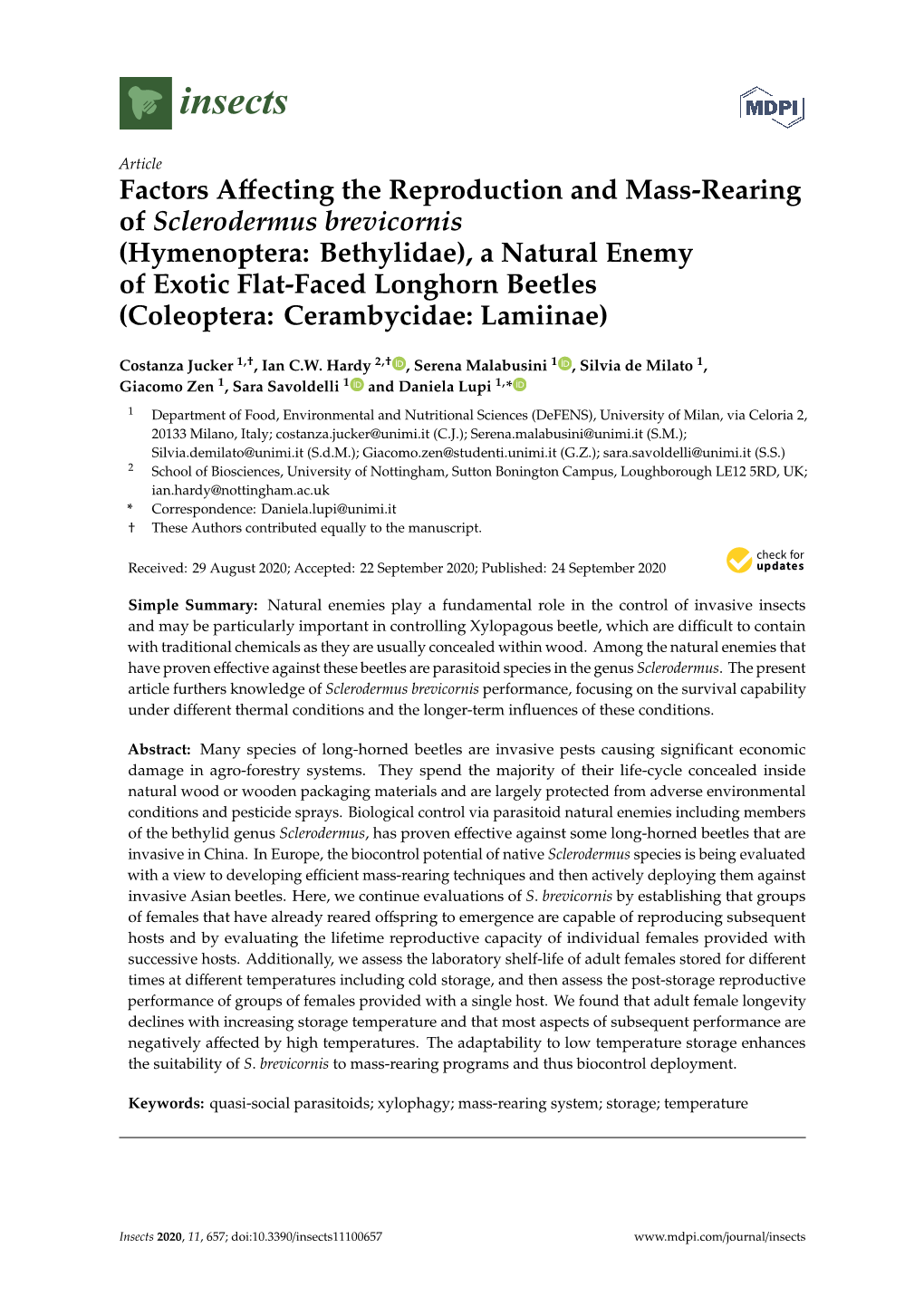 Factors Affecting the Reproduction and Mass-Rearing of Sclerodermus