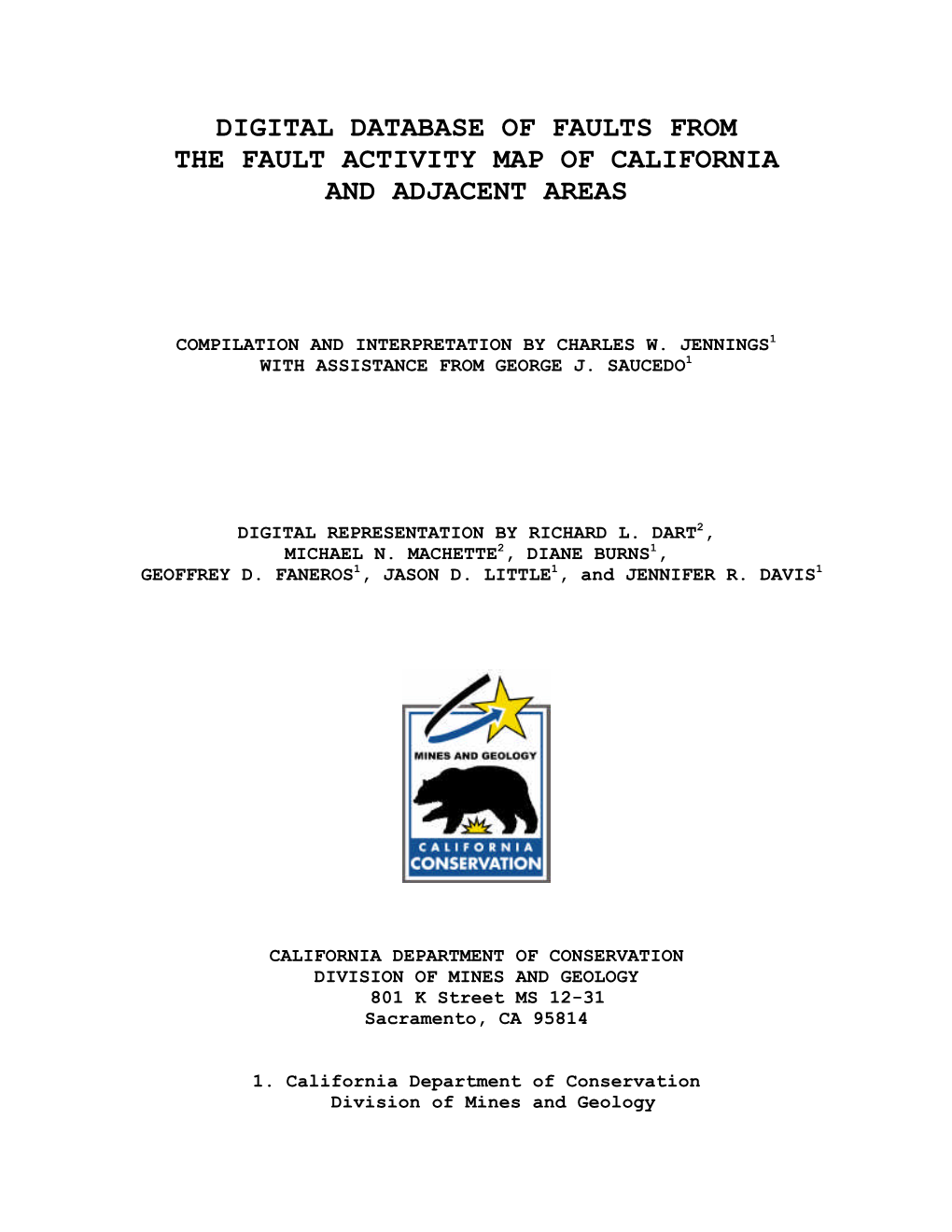 Digital Database of Faults from the Fault Activity Map of California and Adjacent Areas