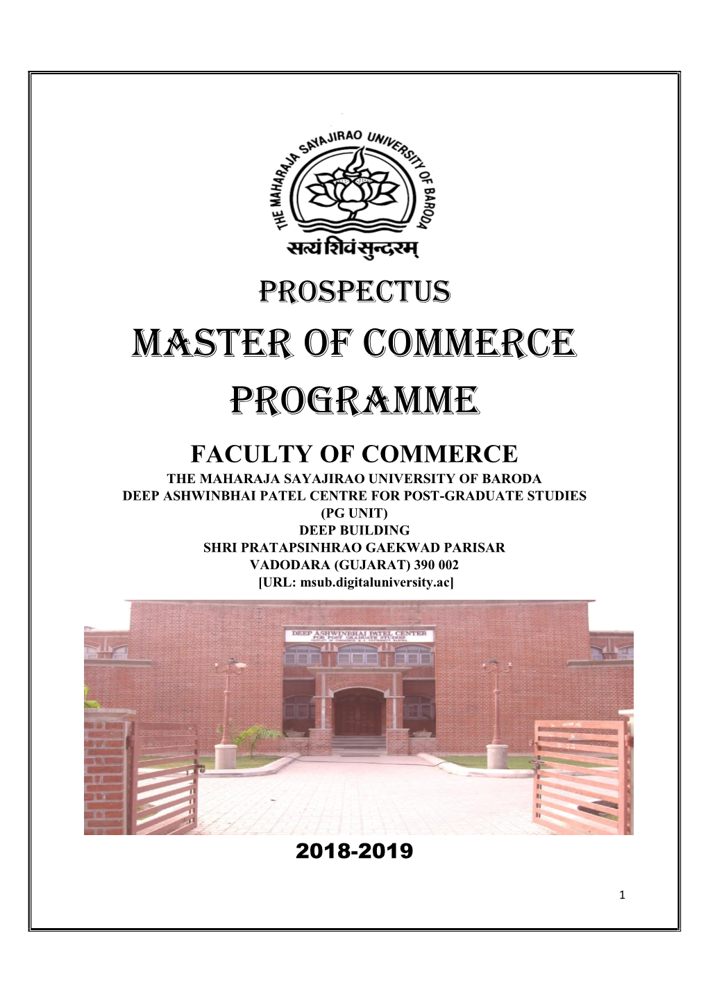 Master of COMMERCE Programme