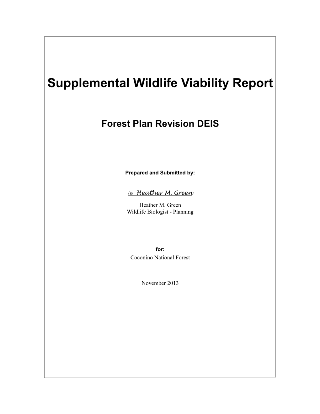 Supplemental Wildlife Viability Report