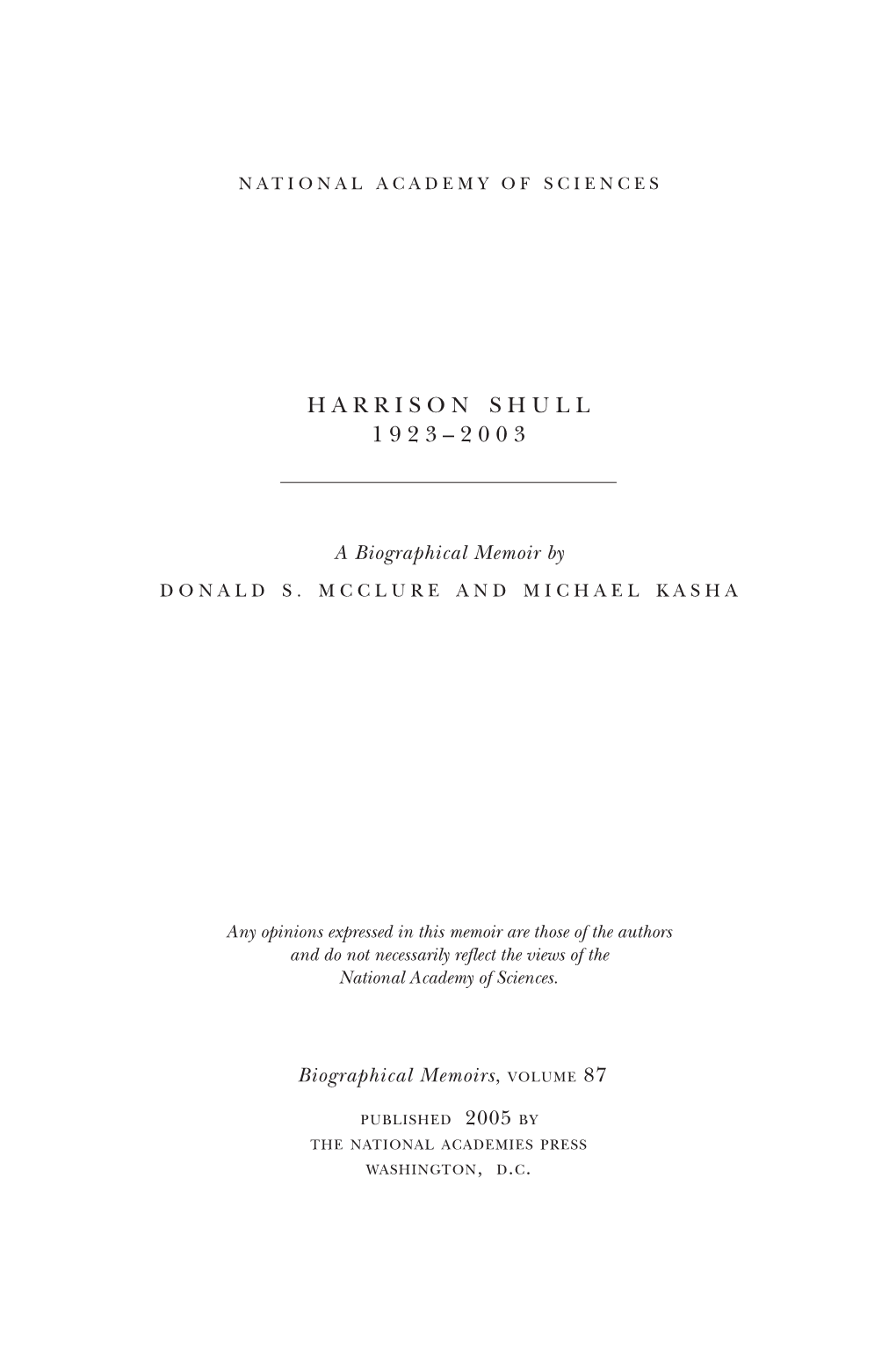 Harrison Shull 1923–2003