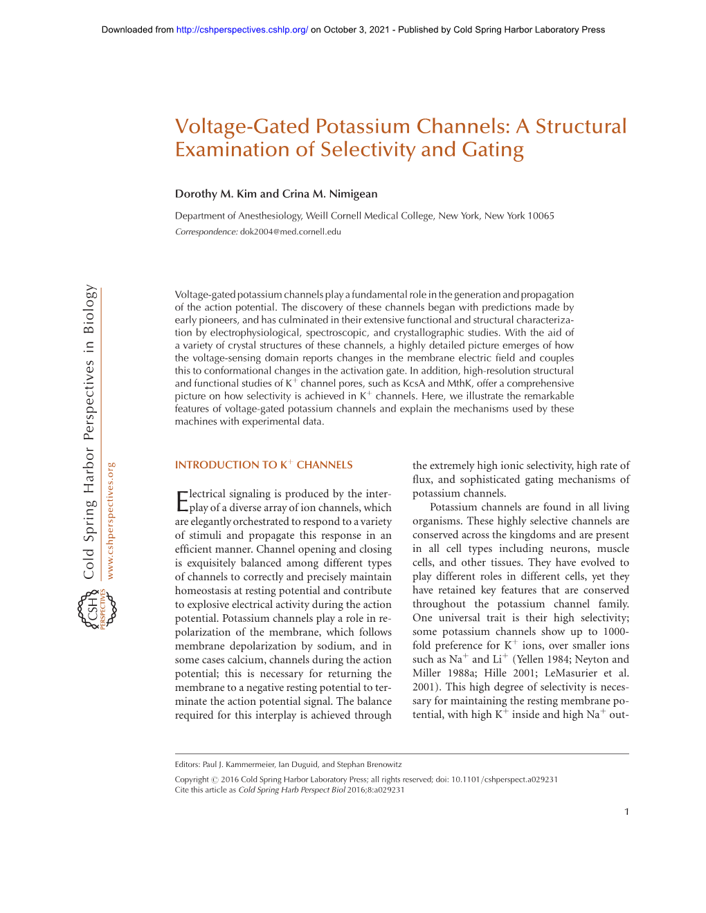 Voltage-Gated Potassium Channels: a Structural Examination of Selectivity and Gating