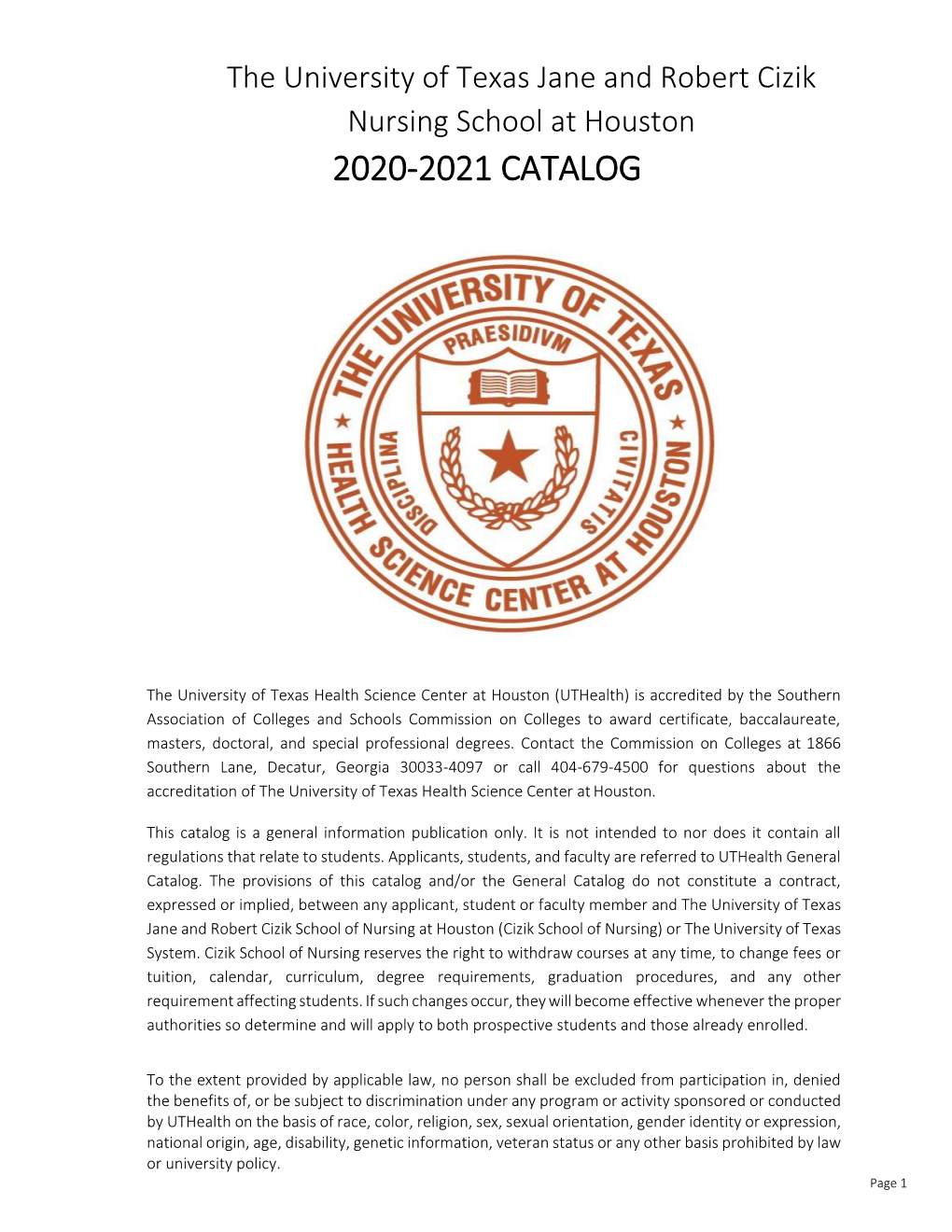 2020-2021 Cizik School of Nursing
