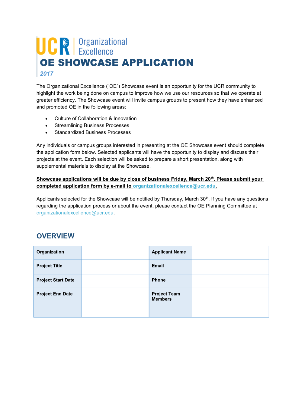 OE Showcase Application