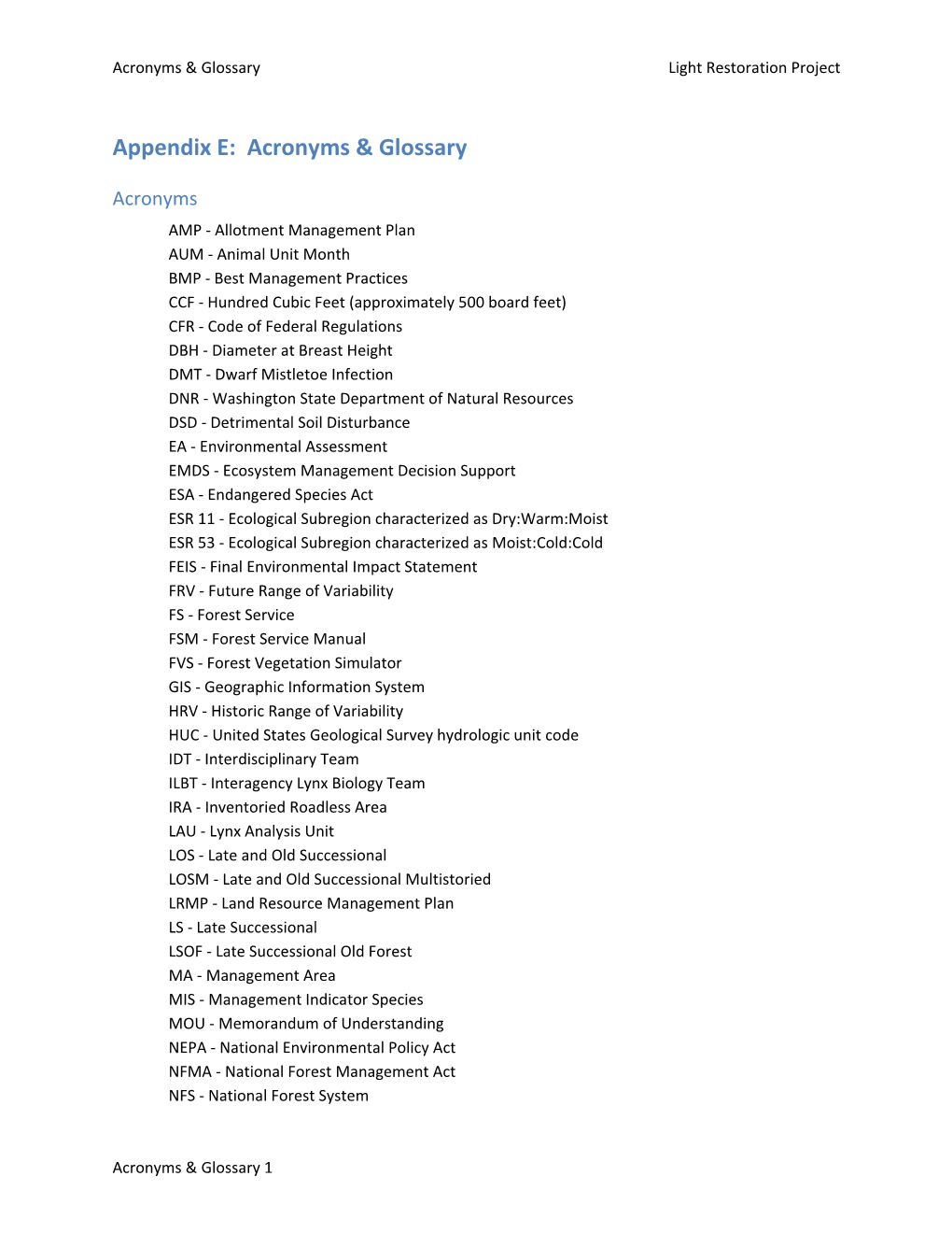 Acronyms & Glossary