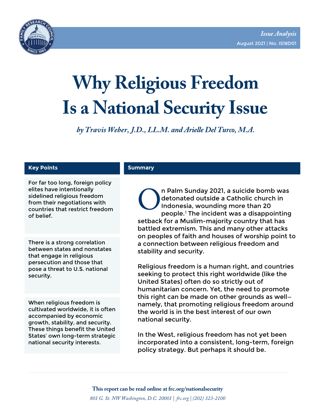 Why Religious Freedom Is a National Security Issue by Travis Weber, J.D., LL.M