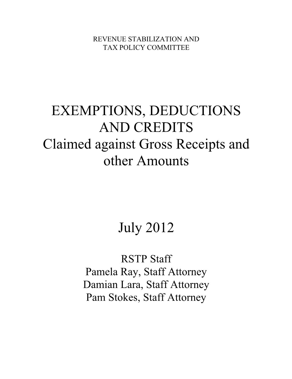 Gross Receipts Tax Exemptions