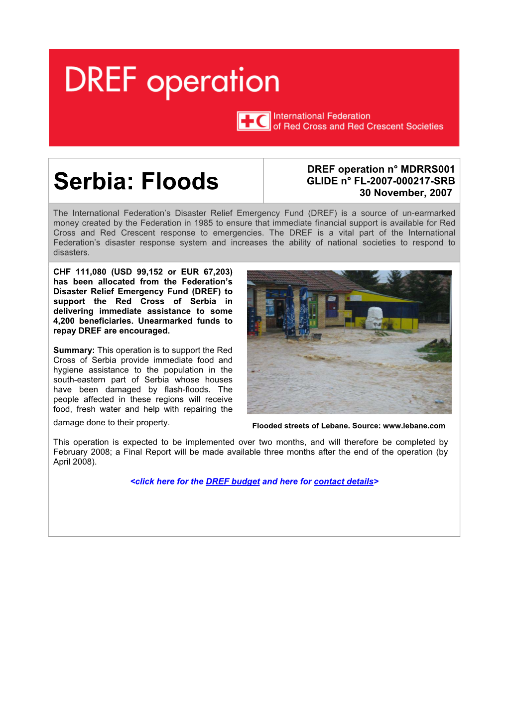 Serbia: Floods 30 November, 2007